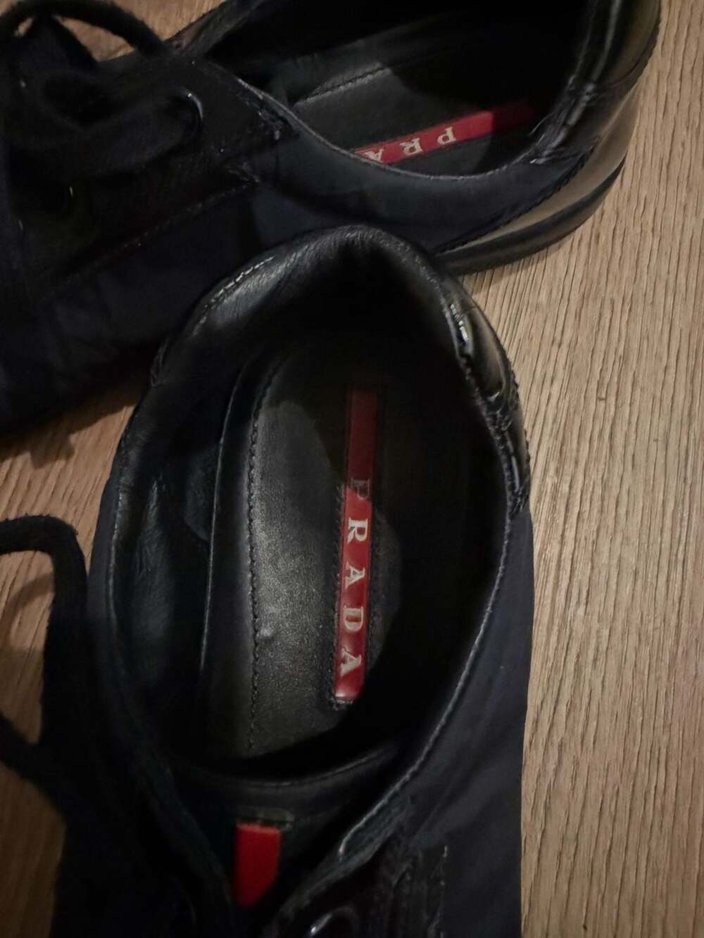 Prada Nylon and Patent Leather Sneakers Black Size 9.5 - Picture 4 of 8